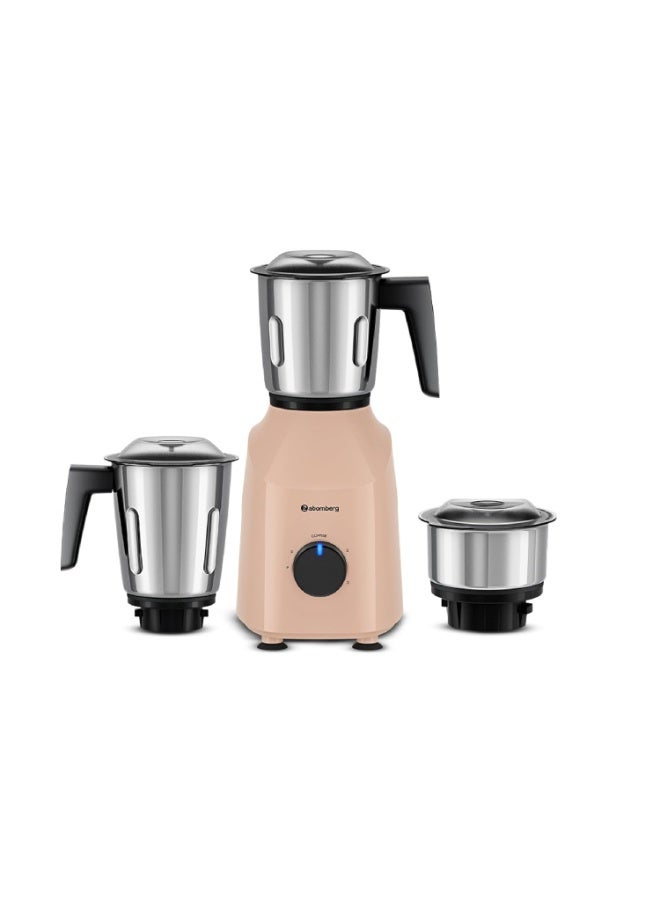 Atomberg Xiana 750 Watt Mixer Grinder | 3 Multipurpose Stainless Steel Jars | Coarse Mode for Silbatta-like Textures | Powerful Intelligent Motor | Easy Fault LED Indication | Peach Blossom - Image 1